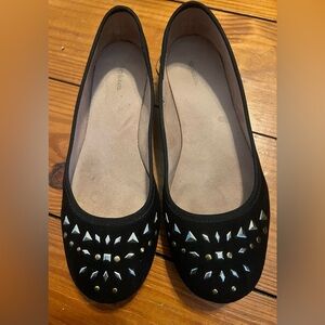 Precious Black Flats with Studded Accents 8.5